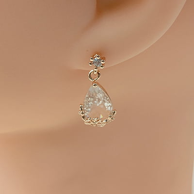 Crystal Stone Teardrop Rose Gold Earrings