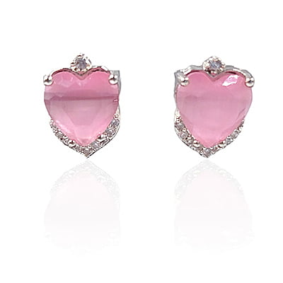 Pink Tourmaline American Diamond Stud Earrings