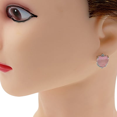 Pink Tourmaline American Diamond Stud Earrings