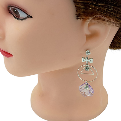 Stylish SIlver Designed Blue Conch Drop Earrings