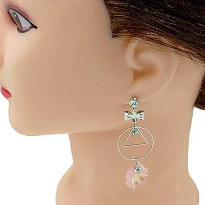 Stylish SIlver Designed Pink Conch Drop Earrings